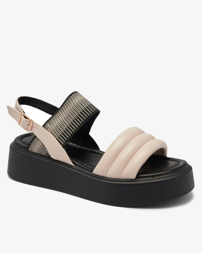 Beige and black women's sandals on a thicker sole Uvino- Footwear