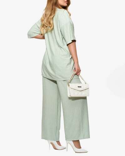 Women's ribbed set in mint color- Clothing