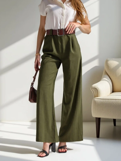 Royalfashion Wide women's pants with a belt