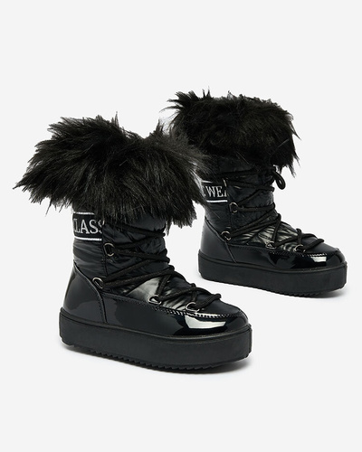 Royalfashion Children's slip-on shoes a'la snow boots with fur in black Asika