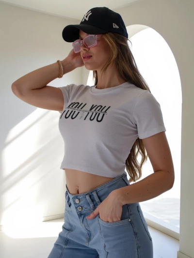 Royalfashion Women's Cotton Crop Top with the Inscription