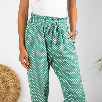 Women's green polka dot trousers PLUS SIZE - Clothing