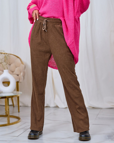 Royalfashion Brown women's corduroy fabric pants