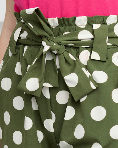 Women's green polka dot fabric shorts - Clothing