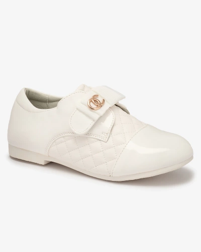 Girls' quilted eco leather half shoes in white Werme- Footwear