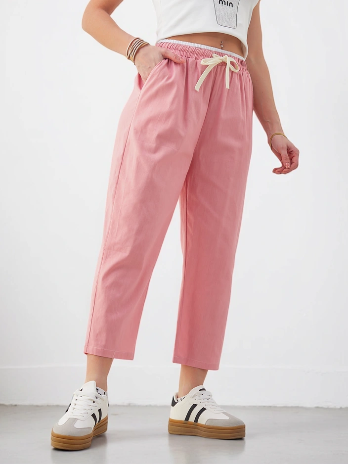 Широкие хлопковые брюки Royalfashion с завязками для женщин