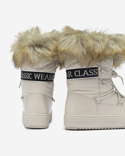 Bēšas krāsas sieviešu sniega zābaki ar kažokādu Lilitsa- Footwear