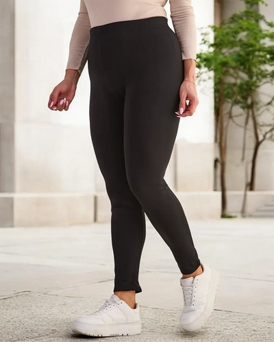 Black classic women's leggings with insulation PLUS SIZE - Clothing