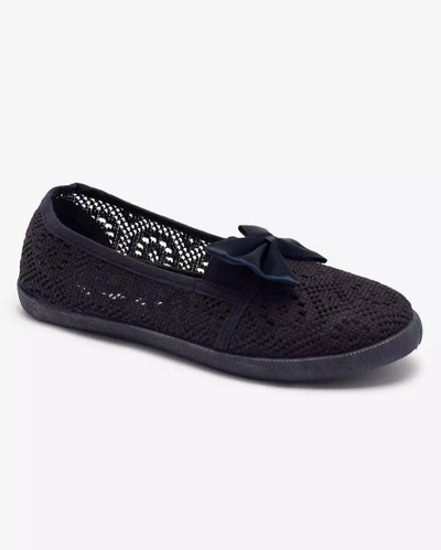 Girls' navy blue slip on sneakers with bow Sweet Life - Footwear