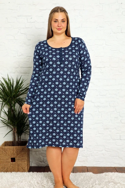 Royalfashion Cotton nightdress with flowers PLUS SIZE