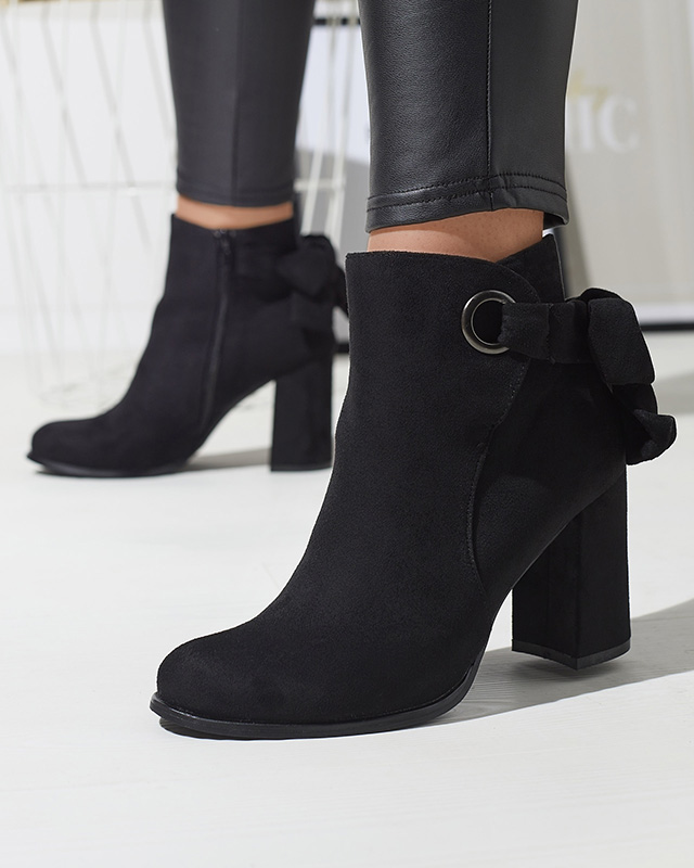 Sieviešu zābaki no eko zamšādas ar loku melnā krāsā Agarol- Apavi