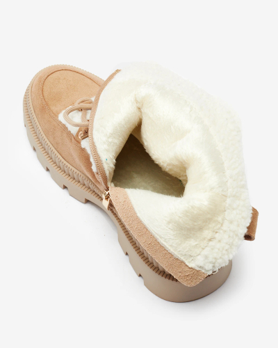 Royalfashion Бежевые женские сапоги-трапперы с овчиной Getatsa