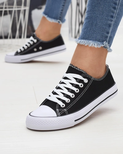 Black and white women's classic lace-up sneakers Ogisa - Footwear