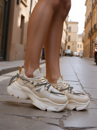 Royalfashion Women's Sneakers on a Thick Sole Reterri