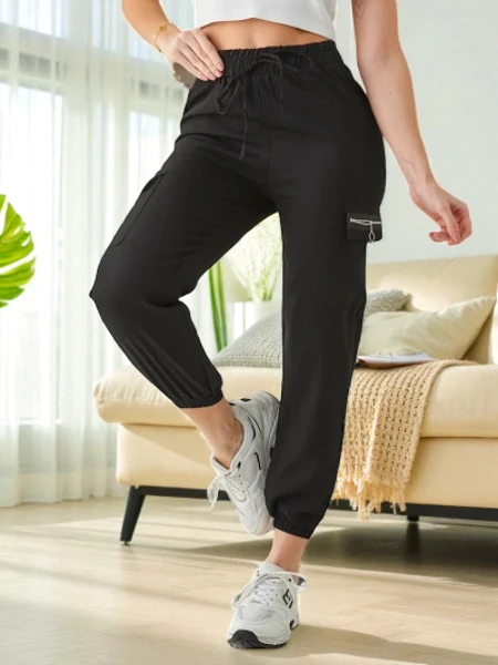 Elenna Sport Long Black Pants with Pocket