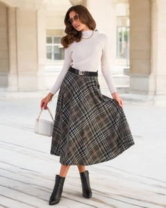 Royalfashion Women's checkered midi skirt