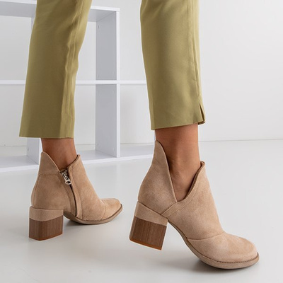 Light brown women's boots on the post Jeneuer - Footwear