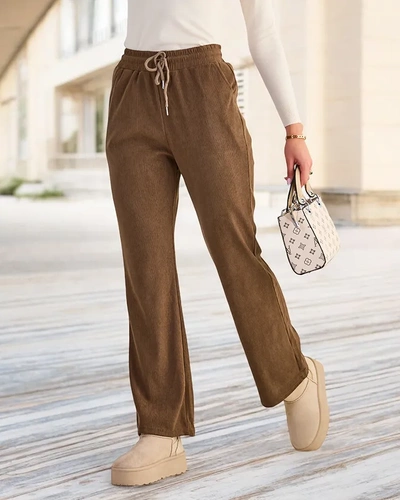 Royalfashion Brown women's corduroy fabric pants