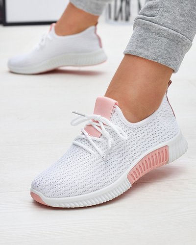 White women's sports shoes with pink inserts Kedeti - Footwear