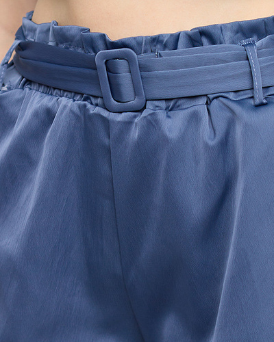 Navy blue satin women's shorts - Clothing