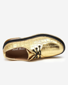 OUTLET Gold women's shoes with Seniri embossing - Footwear