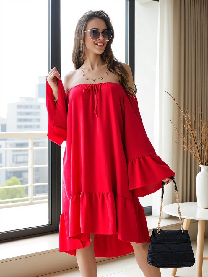 Royalfashion Women's off-the-shoulder dress with ruffles oversized