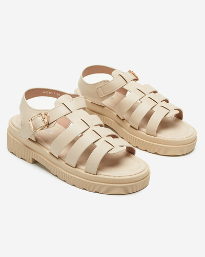 Ladies' beige sandals on a thicker sole Gacino - Footwear