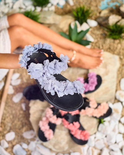 Royalfashion Grey women's sandals with flowers Alferroy