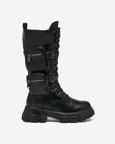 Royalfashion Melni sieviešu bagger zābaki ar Atiuha somiņu