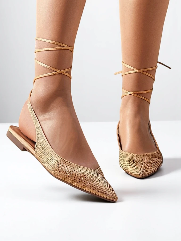 Royalfashion Women's ballet flats with rhinestones without a heel Daggas