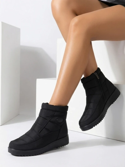 Athena Women's Black Fabric Ankle Boots for Autumn and Winter