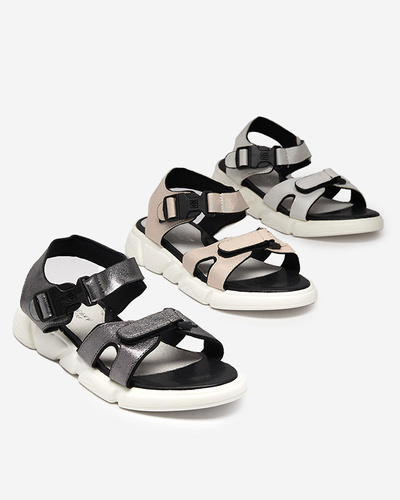 Children's shiny sandals in white Leepe-Shoes