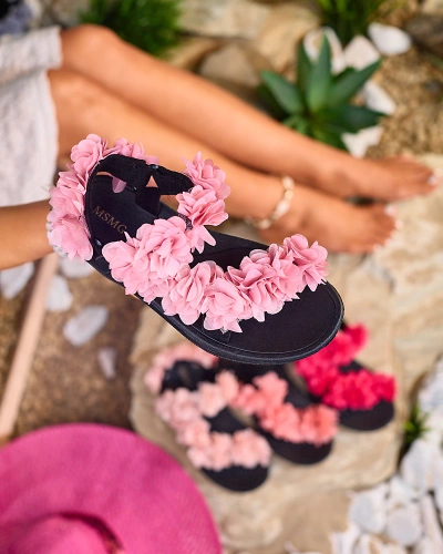 Royalfashion Pink women's sandals with flowers Alferroy