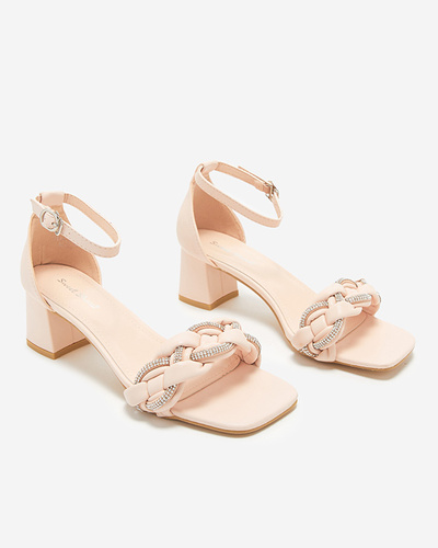 Beige and pink women's sandals on the post Marienka - Shoes