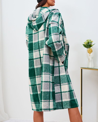 Royalfashion Женское зеленое пальто в клетку