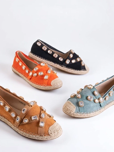 Black women's espadrilles with Wamba crystals - Footwear