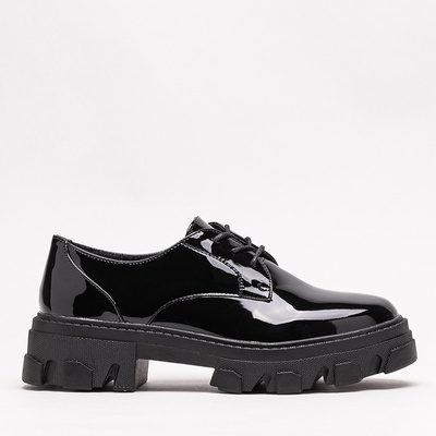 Black women's patent leather tie-up half shoes Pertiso - Footwear