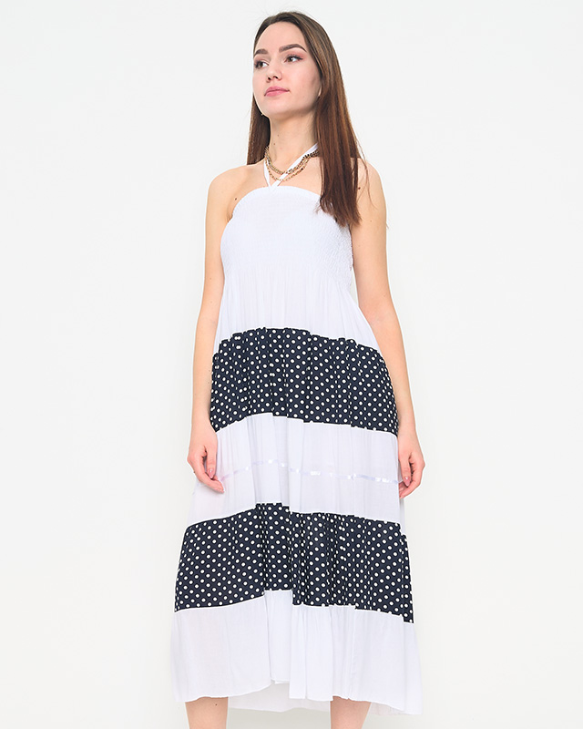 White polka dot maxi skirt PLUS SIZE - Clothing