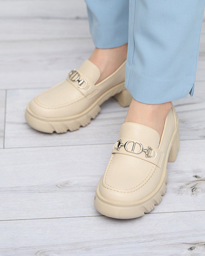 Beige women's shoes on a massive Terima sole - Footwear