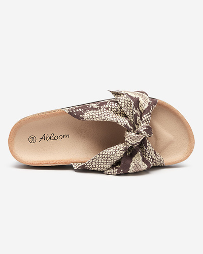 Brown slippers with a Montiana bow - Footwear