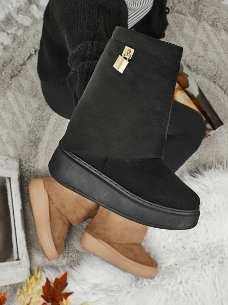 Короткие женские ботинки а-ля снегоходы с пристегивающимся голенищем Elizze