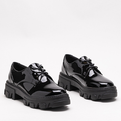 Black women's patent leather tie-up half shoes Pertiso - Footwear