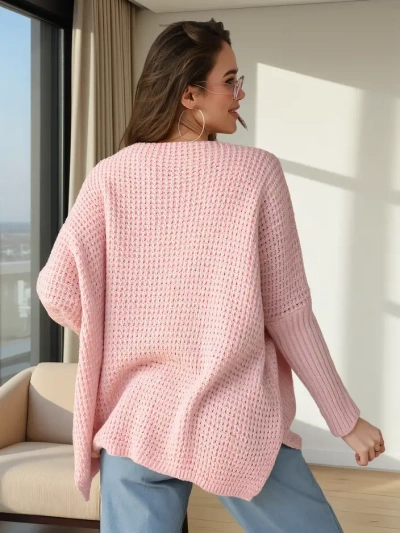 Royalfashion Women's oversized acrylic sweater with hearts