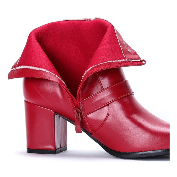 Czerwone botki na słupku Riia - Obuwie
