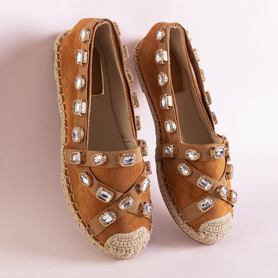 Women's espadrilles with camel Wamba crystals - Footwear