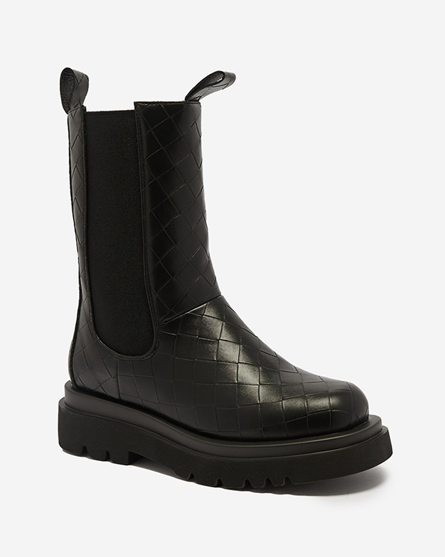 Black women's boots with embossing Ahetto- Footwear