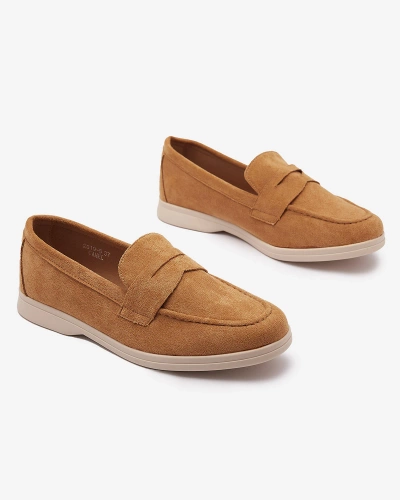 Women's eco-suede moccasins in camel color Daffer- Footwear