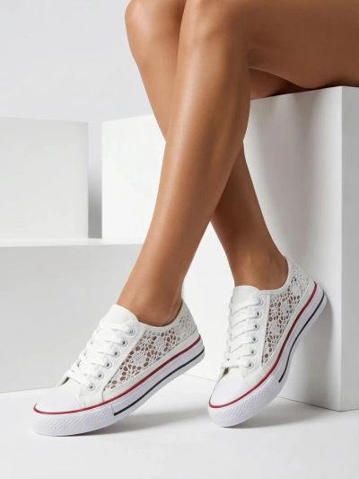 Aurelia Bianco - Royalfashion white fabric perforated sneakers, size 40