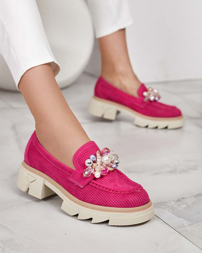 Royalfashion Women's moccasins with colorful Glam crystals