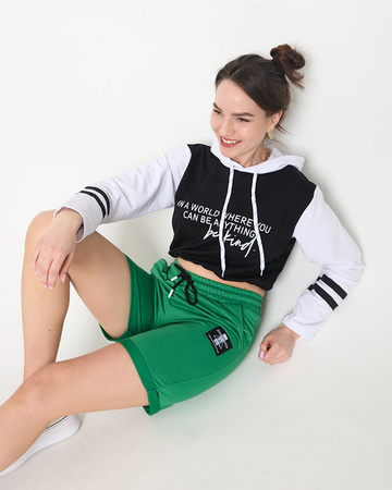 Green women's shorts above the knee - Clothing